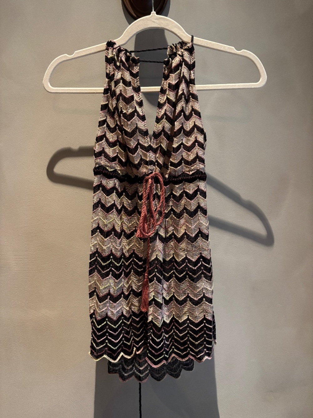 MISSONI Vintage Tied Front Halter Tank Top